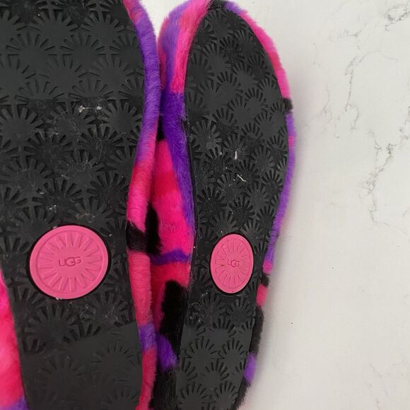 Ugg Fluff Yeah Slide Sandal Slippers Sz 8 Pink Punk Plaid Fuzzy Furry Slingback - Picture 5 of 5